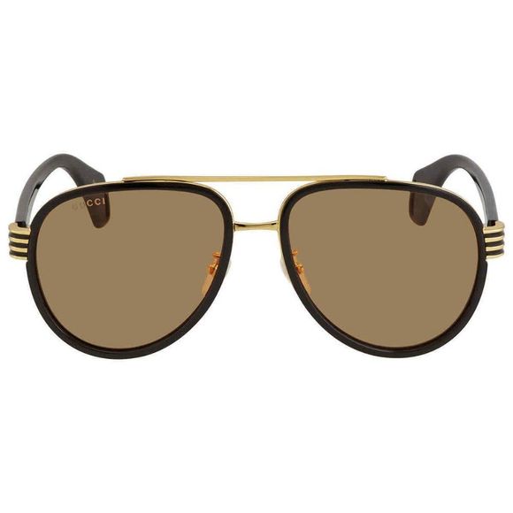 NEW Gucci Black and Gold Aviator Men's Sunglasses - Picture 2 of 4